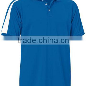 100% Polyeser Micro Custom Men Half Sleeves Royal Blue Shirt with White Panels at Shoulders