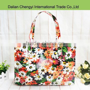 High quality colorful flower printed pu women shoulder bag