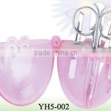Pink egg shape plastic case manicure set