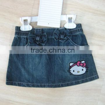 best quality new design baby dresses girls 100% cotton girls jean skirt