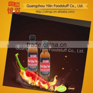 YILIN brands 50ml red Hot Chili Sauce in glass bottle