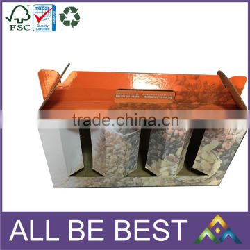 All be best-New customized size corruagted paper box insert flap with 3 windows for food