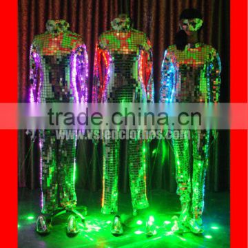 Mirror man LED Dance costume with mask