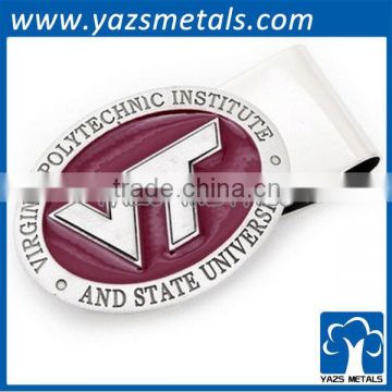 oval shape engrave logo mens money clip wallet