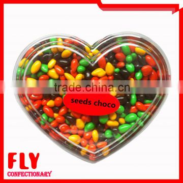 Colored small oval shaped chocolate coated sunflower seeds
