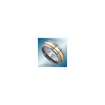 High Polished Gold Plated Tungsten Ring