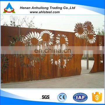 garden screen laser cutting china weathering steel sheet