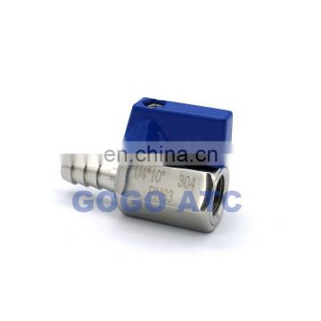 Blue MINI Ball valve SS 304 1/8 1/4 3/8 1/2 to 7mm 10mm 8mm 9mm 12mm Pagoda adapter female male hardware 2 way ball valve