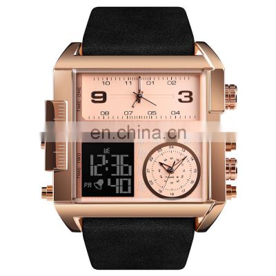 New Products 2018 SKMEI 1391 Men Square Big Dial Digital Watch Luxury Leather Watches for Men