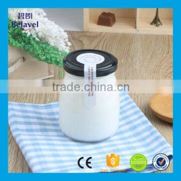 Hot sale 200ml glass milk jam jar clear glass food pudding bottle