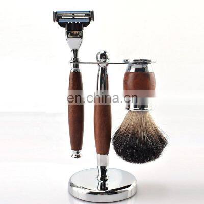 Kinghood Natural Wooden Handle Silvertip Badger Hair Shaving Gift Set/Shaving Brush Kit For Men
