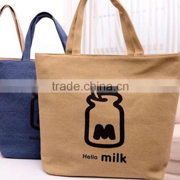 Dongguan manufacture advertising words canvas folding shopping bag portable eco friendly shopping bag made in China