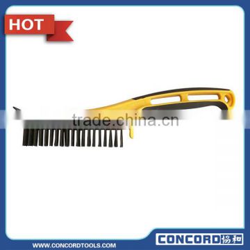 Wire brush with soft grip with scraper, masonry tool,painting tool
