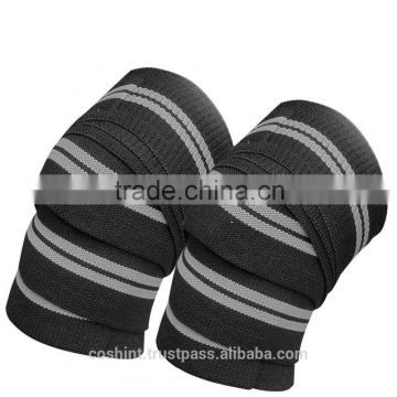 Black And Grey Knee Wraps Ci-2506-08, Weight Lifting Lifter Knee Wraps,