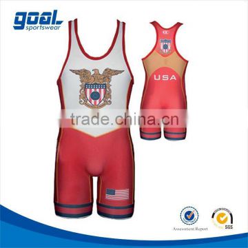 Full sublimation china supplier top sell white wrestling singlet
