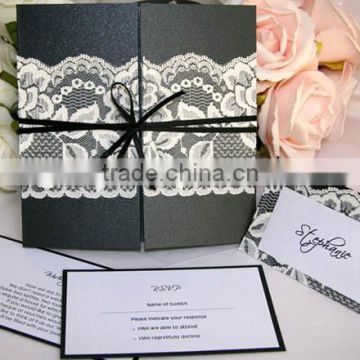2016 newmengxing gate fold wedding invitation card. Lace invitationwith digital printing