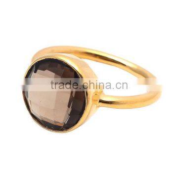 925 Silver Smoky Quartz round Gemstone Gemstone Ring