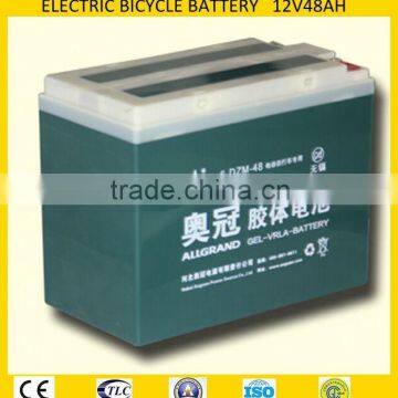 Factory price battery 12v48Ah e-bike/e-car/scooter battery, 6-DZM-48, AGM