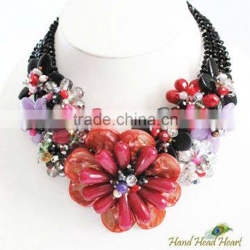 Charming cluster flower blossoms necklace Gemstone handcrafted PN476