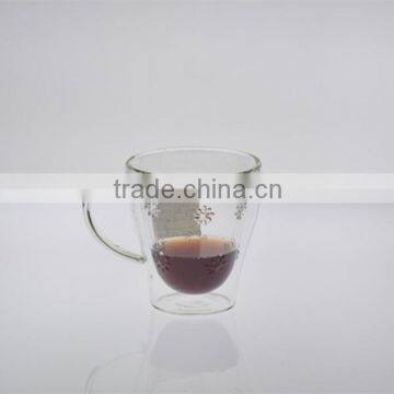 handmade unique design crystal double wall tea glass cup