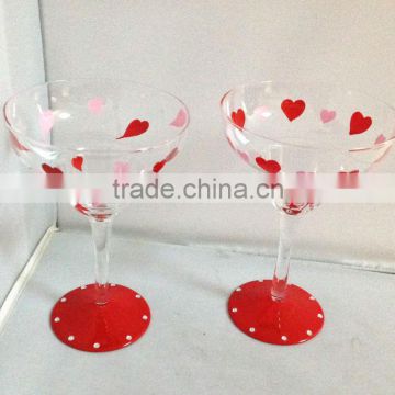 Valentine day Margaret glass with red lip decoration