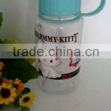 Insulated plastic ice cup with curve straw, drinking juice ice cup