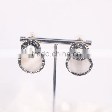 Pave Crystal White Gemstone Pearl Style Earring Studs New 2016 Latest Gold Earring Designs