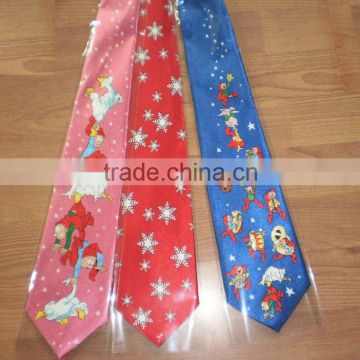 Polyester Christmas Necktie and Tie Printed with Snowflake