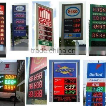 Street gas station led price sign Ali express factory price good quality outdoor 7 segment led display gas station led price