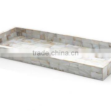 High end quality best selling special newest designed natural MOP inlay rectangular serving Tray from Vietnam
