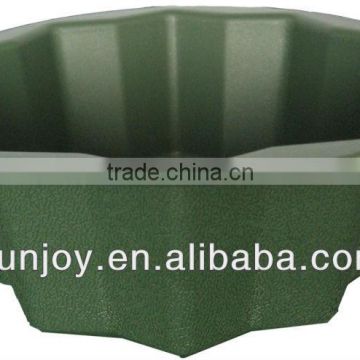 green plastic floral container