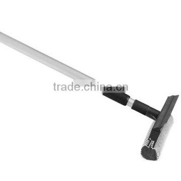 Telescopic glass window wiper with squeegee