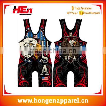 Hongen apparel Full Sublimation High Quality Compression Wrestling Wearing