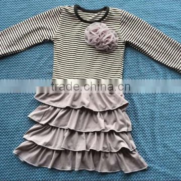 XF-232 wholesale child baby girl white and black ruffled dress