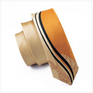 Double-brushed Shirt Collar Accessories Silk Woven Neckties Striped Gold