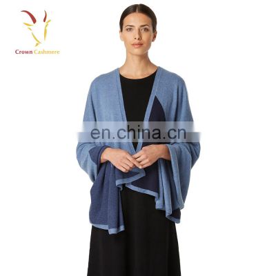 Ladies winter warm cashmere shawl intarsia knit shawl scarf