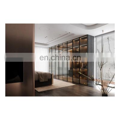 2021 Free Design Luxury Glass Flat Panel The Luxury Glass Walk in Closet Wardrobe Bedroom Cabinet Furniture