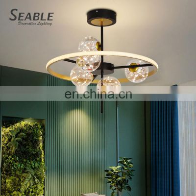 Factory direct Indoor Luxury Decoration Black Golden LED Modern Chandelier For Living Room