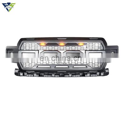 Front Grille with Amber LED Raptor Style Auto Parts Grille For Ford F150 F-150 2018 2019 2020 With Logo