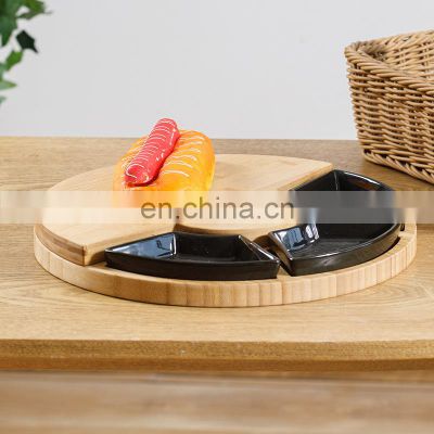 Creative Design Nordic Style Bread Round Bamboo Cheese Cutting Board Set
