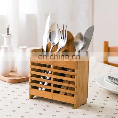 Eco Friendly Multifunction Wooden Chopsticks Bucket Tableware Partition Knife/Fork And Spoon Cage Hanging Drain Rack