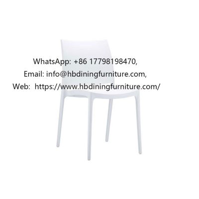 One-piece all-plastic white leisure dining chair