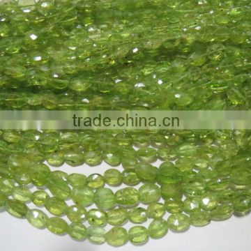 Peridot faceted oval gemstone beads