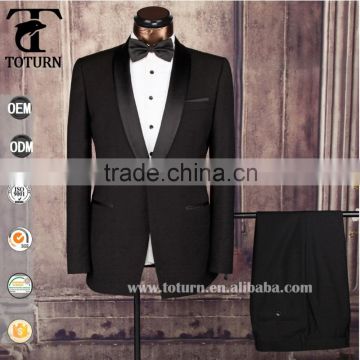 2016 new arrival slim fit black bespoke suit top quality handmade suit