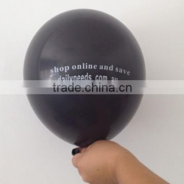 12 inches high quality black latex balloon with white logo printing