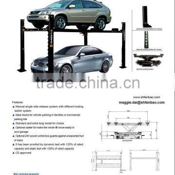 four post parking lift single side handle relese car auto lift .