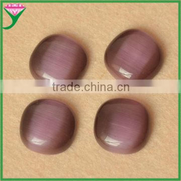 HS-23 custom purple square shape cushion cut flat bottom cabochon decorative colored synthetic glass cat eye stones
