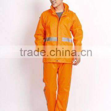 fashion reflective orange rainwear raincoat waterproof windproof 190T oxford long raincoat