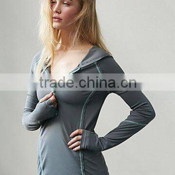 half-zip hoodie, crafted from a spandex-blend fabrication tight fitness yoga shape wear