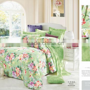 Beauty Spring Colors Printed Jacquard quilt set 100% Cotton China factory